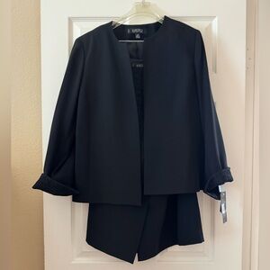 Kasper 3-Piece Skirt Suit with an Open-Front Women's Jacket in Black